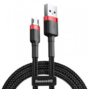 Cablu de date / adaptor Baseus Cafule CAMKLF-B91, USB Male la microUSB Male, 1 m, Black-Red