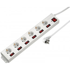 Priza/prelungitor Hama Multipriza, 6x Schuko, 1.4m, Alb