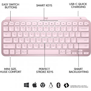Logitech MX Keys Mini Bluetooth Illuminated (US INT) Rose