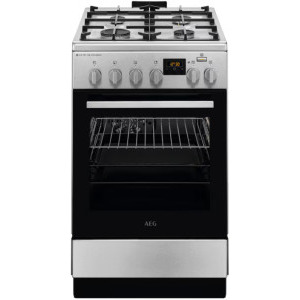 Aragaz AEG CKB56490BM, Mixt, 4 arzatoare, Aprindere integrata, Sistem de siguranta, SteamBake, AirFry, Grill, Timer, Gratare fonta, Clasa A, 50 cm, Inox