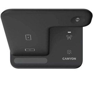 Canyon 3-in-1 Wireless Qi Fast charge 15W, Black