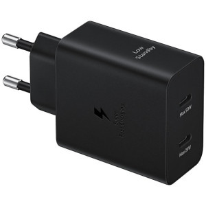 Samsung Super Fast Charger Duo 50W, 2 x USB Type-C, cablu USB-C (5A) inclus, Negru