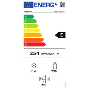Samsung RB34C7B5E22/EF, Bespoke, 344 L, Clasa E, No Frost, Digital Inverter, AI Energy, SpaceMax, 185 cm, Sticla neagra
