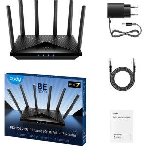 CUDY 2.5Gigabit WR11000 Tri-Band WiFi 7 Black