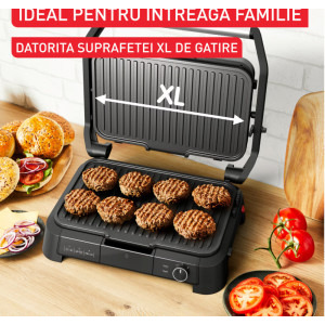 Tefal Gratar electric SuperGrill XL 3-in-1 GC520DE0, 2000W, Negru/Argintiu