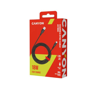 Canyon USB Male - USB-C Male, 1.2 m, Black