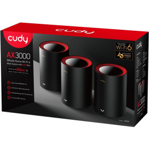 CUDY 2.5Gigabit M3000 AX3000 Dual-Band WiFi 6 Black 3buc