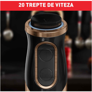 Tefal Mixer vertical QuickChef Coppertinto HB656G10, 1000W, 0.8 L / 0.5L, Negru/Bronz