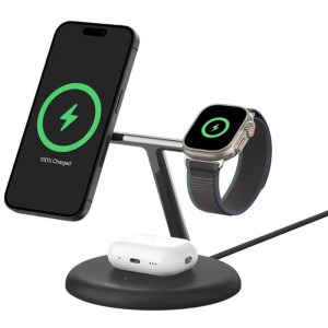 Incarcator wireless Belkin BoostCharge Pro 3-in-1 MagSafe QI2 15W, Black