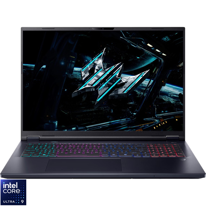 Laptop Acer Gaming 18'' Predator Helios Neo 18 AI PHN18-72, WQXGA IPS 240Hz, Procesor Intel® Core™ Ultra 9 275HX (36M Cache, up to 5.40 GHz), 32GB DDR5, 1TB SSD, GeForce RTX 5070 8GB, No OS, Abyssal Black
