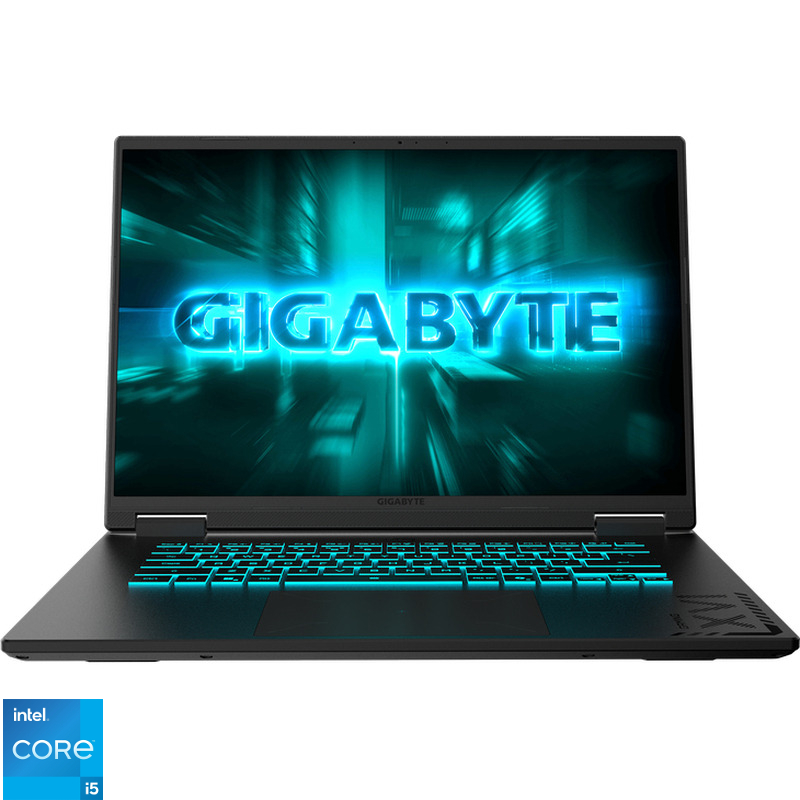 Laptop GIGABYTE Gaming 16'' A16 CMH, WUXGA 165Hz, Procesor Intel® Core™ i5-13420H (12M Cache, up to 4.60 GHz), 16GB DDR5, 512GB SSD, GeForce RTX 4050 6GB, No OS, Black Steel