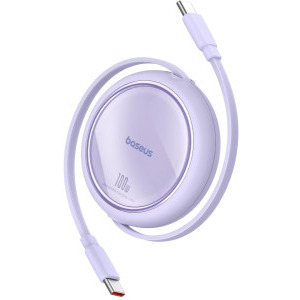 Cablu de date / adaptor Baseus Free2Draw Mini, USB-C Male la USB-C Male, 100 W, Retractabil, 1 m, Purple