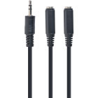 Cablu audio Gembird Jack 3.5 mm Male - 2x Jack 3.5 mm Female, 0.1m, negru