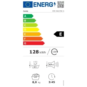 Candy RPE H8A2TRE-S, Pompa de caldura, 8 kg, Clasa E, Easy Case, Dry Sensor, Kilo Detector, Alb