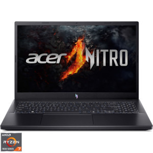 Laptop Acer Gaming 15.6 Nitro V 15 ANV15-41, FHD IPS 165Hz, Procesor AMD Ryzen™ 7 7735HS (16M Cache, up to 4.75 GHz), 16GB DDR5, 512GB SSD, GeForce RTX 4050 6GB, No OS, Obsidian Black