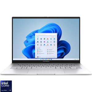 Laptop ASUS 14 Zenbook 14 OLED UX3405CA, 3K 120Hz, Procesor Intel® Core™ Ultra 9 285H (24M Cache, up to 5.40 GHz), 32GB LPDDR5X, 1TB SSD, Intel Arc 140T, Win 11 Pro, Foggy Silver