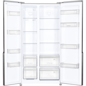 Heinner HSBS-H532NFXF+, 521 L, Full No Frost, Clasa F, Display touch, Super racire si congelare, 177 cm, Inox