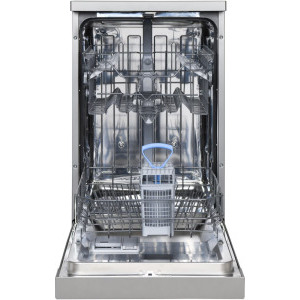 Heinner HDW-FS4552DSE++, Slim, 10 seturi, 5 programe, Clasa E, AquaStop, Pornire programabila, 45 cm, Argintiu