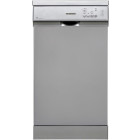 Masina de spalat vase Heinner HDW-FS4552DSE++, Slim, 10 seturi, 5 programe, Clasa E, AquaStop, Pornire programabila, 45 cm, Argintiu