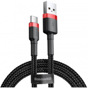 Cablu de date / adaptor Baseus Cafule CATKLF-B91, USB Male la USB-C Male, 1 m, Black, amperaj maxim suportat 3A