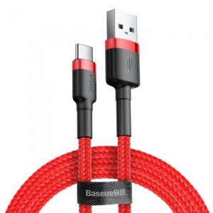 Cablu de date / adaptor Baseus Cafule CATKLF-C09, USB Male la USB-C Male, 2 m, Red, amperaj maxim suportat 3A