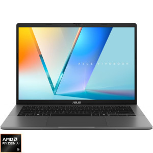 Laptop ASUS 14 Vivobook S14 M3407KA, WUXGA OLED, Procesor AMD Ryzen™ AI 5 330 (8M Cache, up to 4.50 GHz), 16GB DDR5, 512GB SSD, AMD Radeon 820M, No OS, Matte Gray