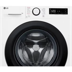 LG F2WR508SBW, Slim, 8 kg, 1200 RPM, Clasa A, Inverter Direct Drive, AI DD, Steam, Alb