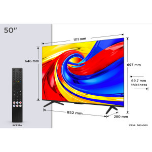 TCL Smart TV QLED 50P7L Seria P7L 126cm negru 4K UHD HDR