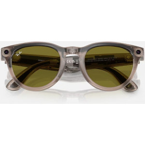 Ray-Ban Meta Headliner Gen 1 32GB Shiny Warm Stone/Clear Dark Green Transitions Low Bridge Fit