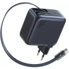 Incarcator retea Baseus EnerCore CJ11, 1x USB-C, 1x USB, Quick Charge 100 W, Cablu USB-C retractabil, Black