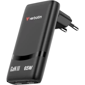 Verbatim 32354, 2x USB-C, Quick Charge 65 W, GaN, Black