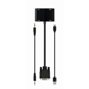 Gembird 1x VGA Male - 1x HDMI Female + 1x VGA, Negru