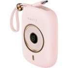 Baterie externa Havit PB5214, 10000 mAh, 1x USB-C, 35 W, Display, Cablu USB-C integrat, Pink