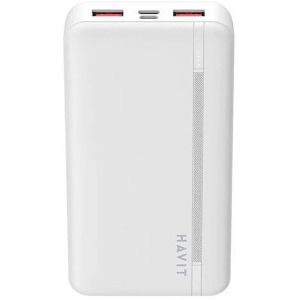 Baterie externa Havit PB92, 20000 mAh, 2x USB, 1x USB-C, 22.5 W, White
