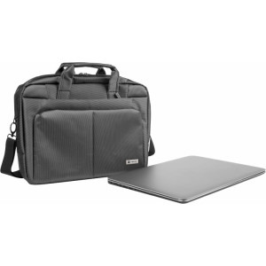 Natec Geanta laptop Gazelle, 15.6 inch, 3 compartimente, strat suplimentar de material, Gri inchis