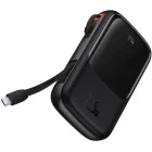 Baterie externa Baseus Qpow Pro Digital Display, 10000 mAh, 1x USB, 1x Lightning, 22.5 W, Display, Cablu USB-C integrat, Black