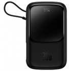 Baterie externa Baseus Qpow Pro Digital Display, 20000 mAh, 1x USB, 1x USB-C, 20 W, Display, Cablu Lightning integrat, Black