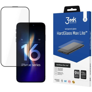 Folie protectie 3MK HardGlass Max Lite pentru iPhone 16 Pro Max, cu margini negre
