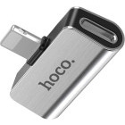 Cablu de date / adaptor Hoco LS24, Adaptor Lightning Male la 2x Lightning Female, Silver