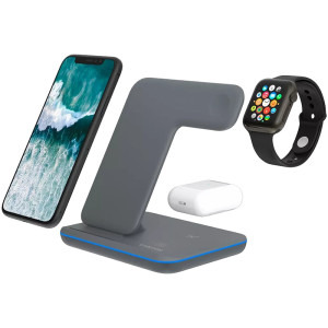 Canyon 3-in-1 WS-303, Wireless Qi Fast Charge 15 W Gray