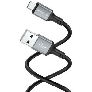 Cablu de date / adaptor Borofone BX83, USB Male la microUSB Male, 1 m, Black
