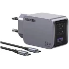 Incarcator retea Ugreen X755, 2x USB-C, 1x USB, Quick Charge 65 W, GaN, Grey