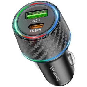 Incarcator auto Borofone BZ21, 1x USB-C, 1x USB, 30 W, Black