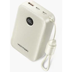 Baterie externa Vention FKBN0-C, 20000 mAh, 1x USB, 2x USB-C, 22.5 W, Display, Beige