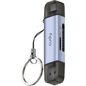 CUDY UH200 USB-C 3.2 Gen 1 + USB-A 3.2 Gen 1 la SD/TF, Silver Gray
