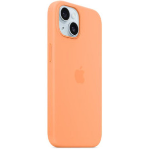Apple Protectie pentru spate, material silicon pentru iPhone 15, culoare Orange Sorbet