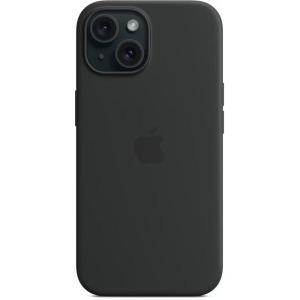 Apple Protectie pentru spate, material silicon, cu MagSafe pentru iPhone 15 Plus, culoare Black