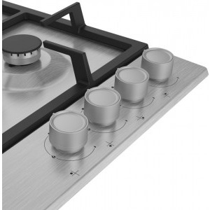 Beko HIAW64225SX, Gaz, 4 arzatoare, Gratar fonta, Arzator Wok, 60 cm, Inox