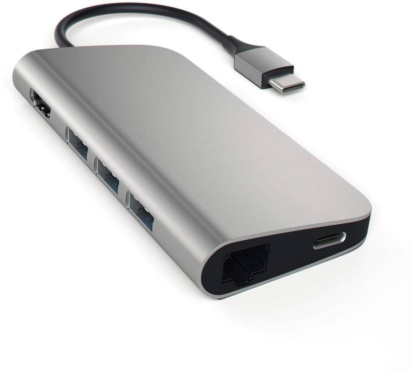 Satechi USB-C Multiport 1x HDMI 4K, 3x USB 3.0, 1x microSD, 1x Ethernet, Space Grey