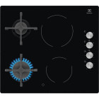 Plita incorporabila Electrolux EGE6172NOK, Mixta, 2 zone gaz, 2 zone vitroceramica, Aprindere electrica, 60 cm, Negru